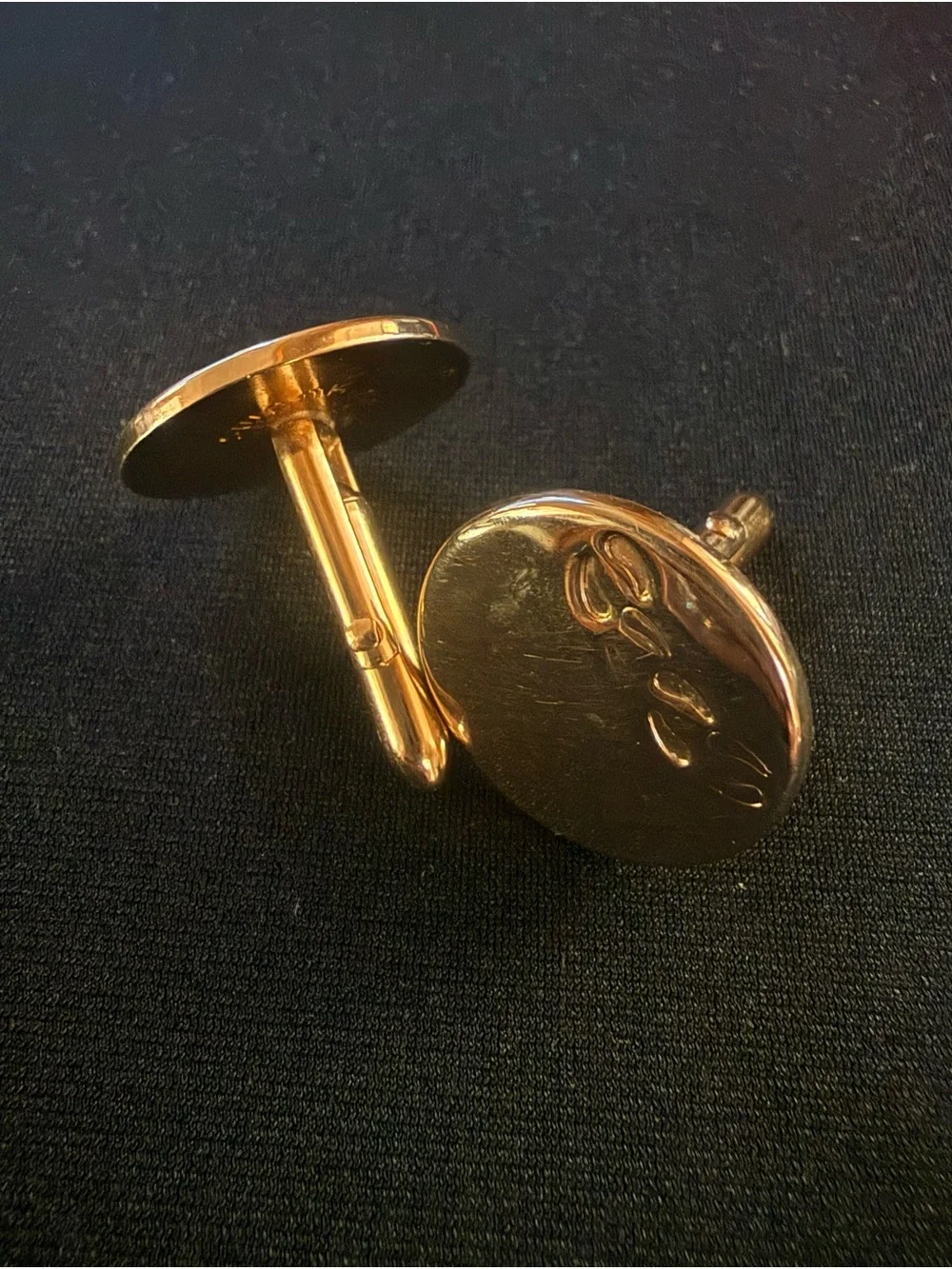 Vintage SWANK Signed, Gold Plated Long Oval Cuff Links